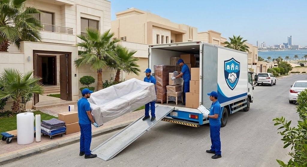 فريق عمل محترف يقوم بتغليف ونقل الأثاث بعناية فائقة ضمن خدمات نقل عفش حي السليمانية لضمان حماية الممتلكات ووصولها بأمان تام.
